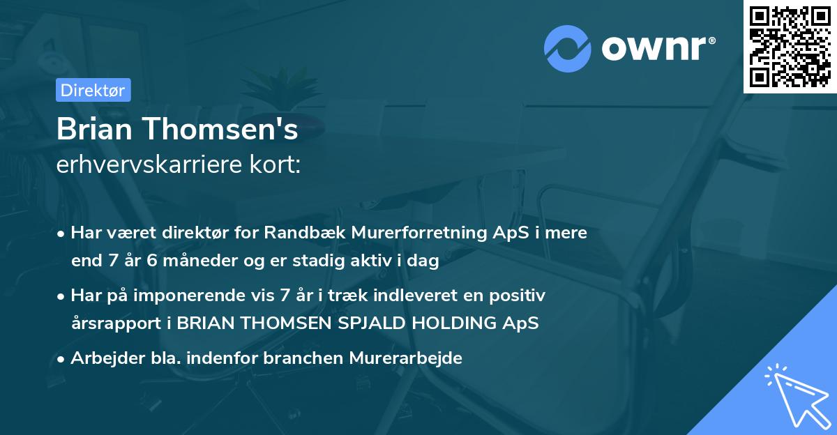 Brian Thomsen's erhvervskarriere kort