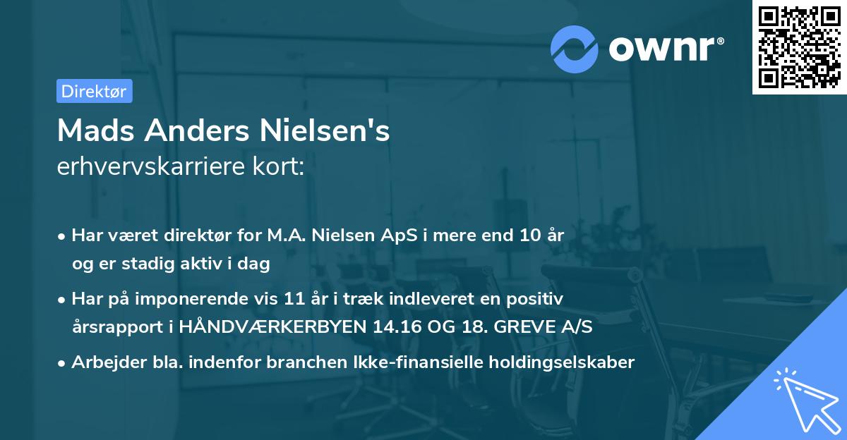 Mads Anders Nielsen's erhvervskarriere kort