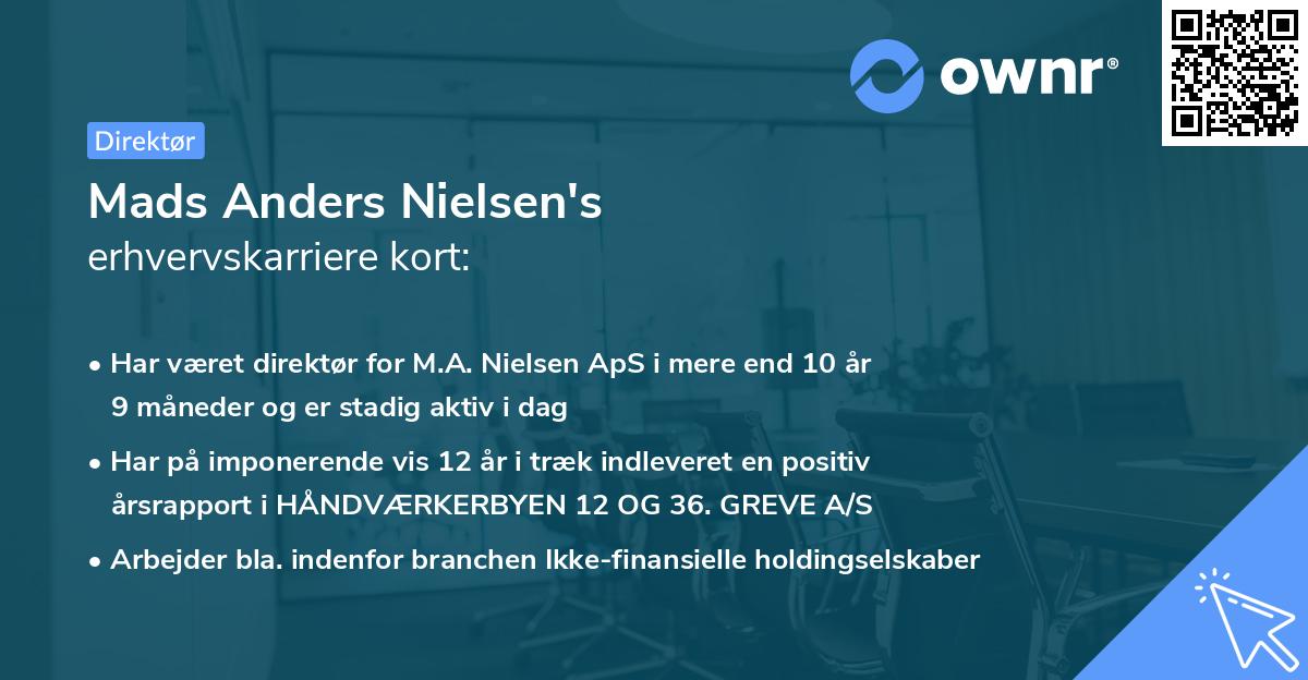 Mads Anders Nielsen's erhvervskarriere kort