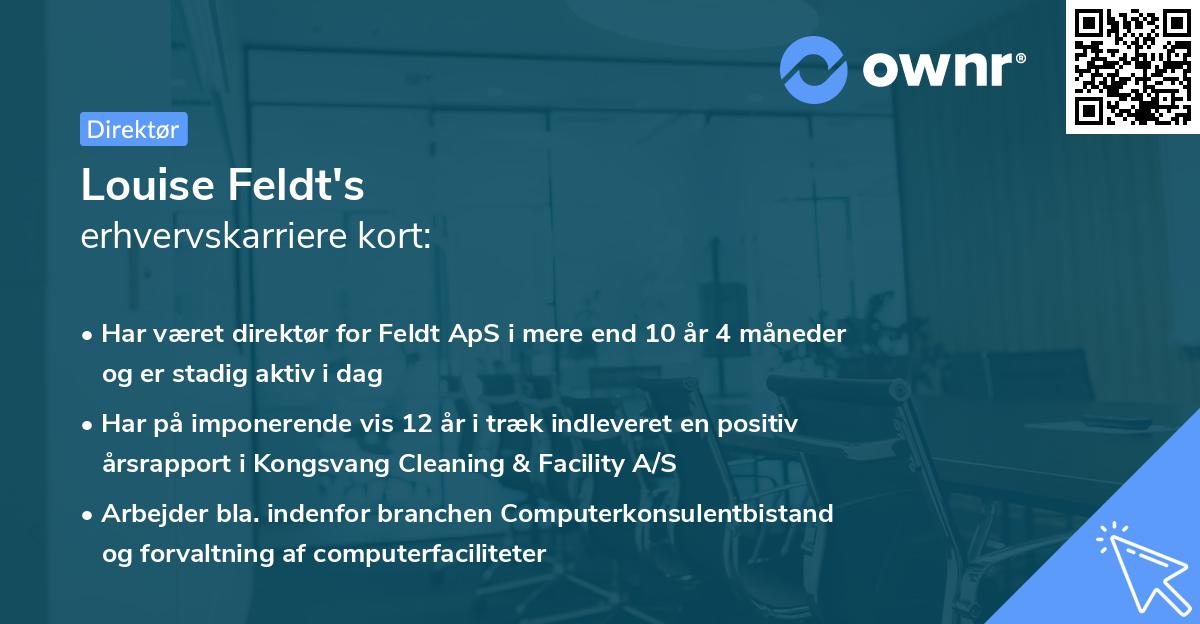 Louise Feldt's erhvervskarriere kort