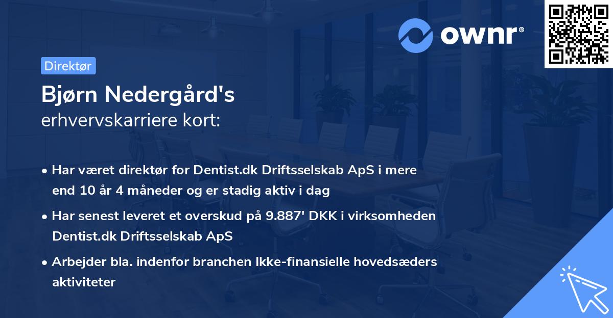 Bjørn Nedergård's erhvervskarriere kort