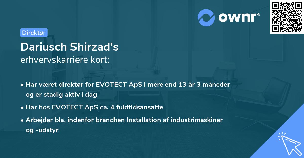 Dariusch Shirzad's erhvervskarriere kort
