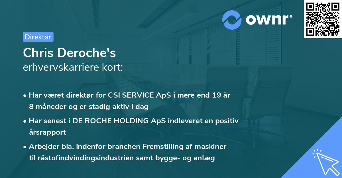 Chris Deroche's erhvervskarriere kort