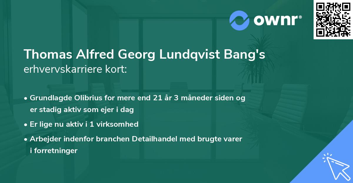 Thomas Alfred Georg Lundqvist Bang's erhvervskarriere kort