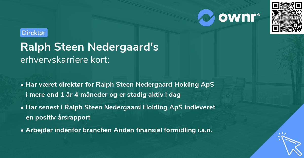Ralph Steen Nedergaard's erhvervskarriere kort