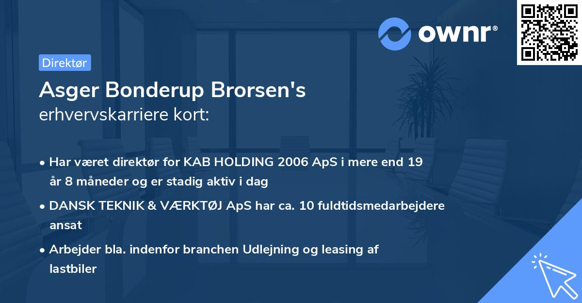 Asger Bonderup Brorsen's erhvervskarriere kort