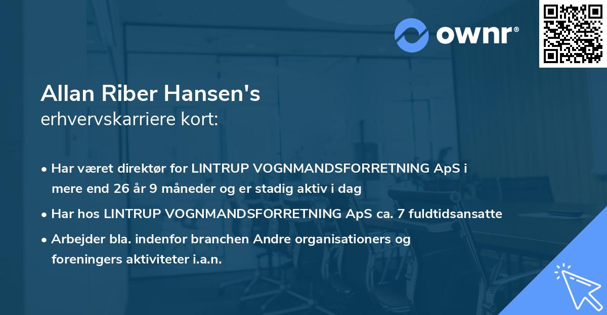Allan Riber Hansen's erhvervskarriere kort