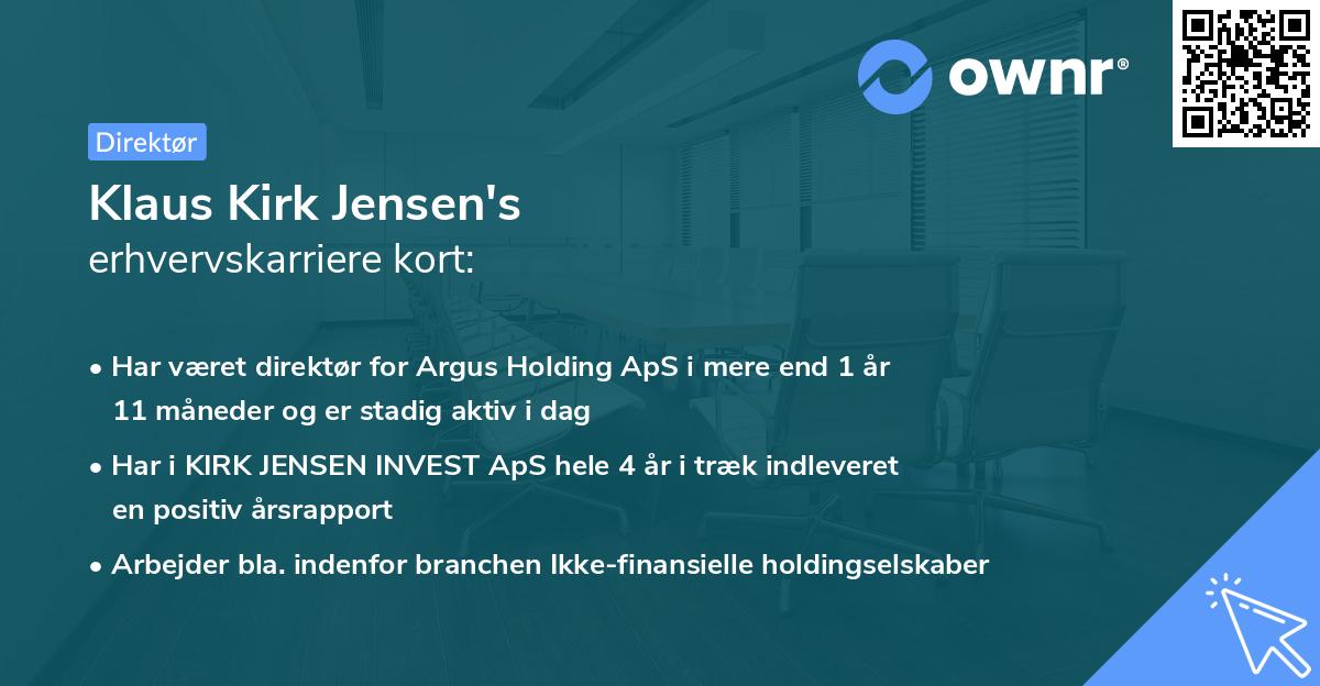 Klaus Kirk Jensen's erhvervskarriere kort