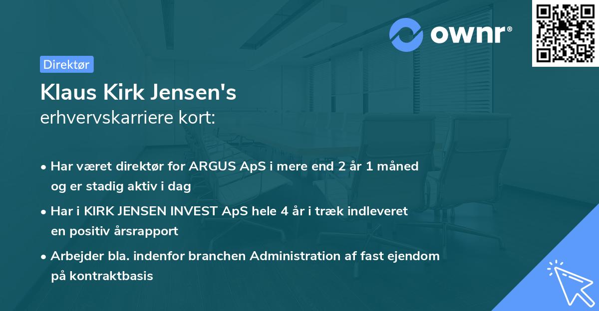 Klaus Kirk Jensen's erhvervskarriere kort