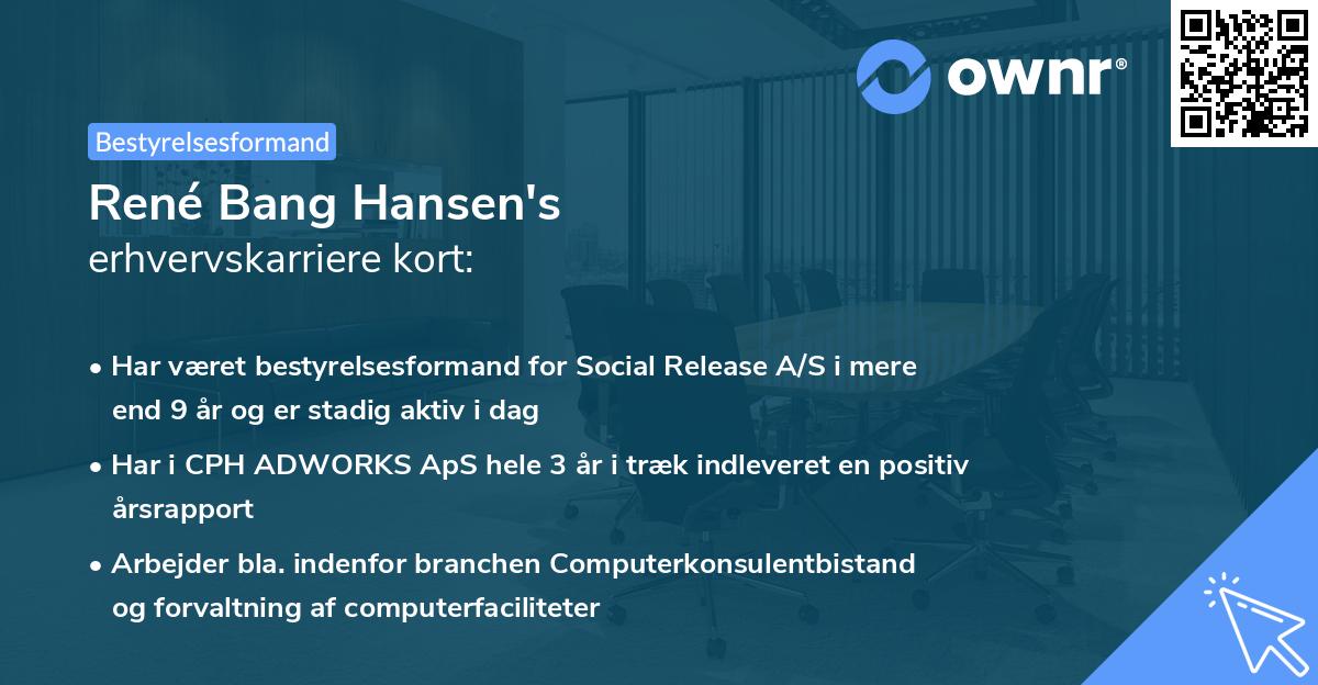René Bang Hansen's erhvervskarriere kort