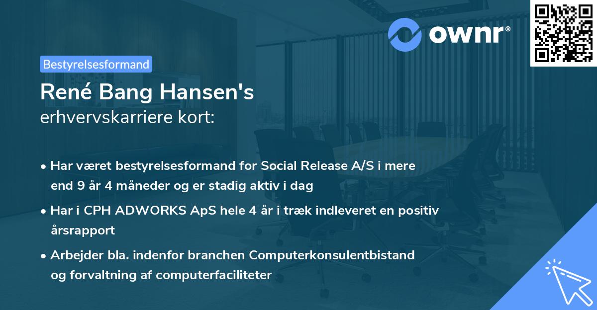 René Bang Hansen's erhvervskarriere kort