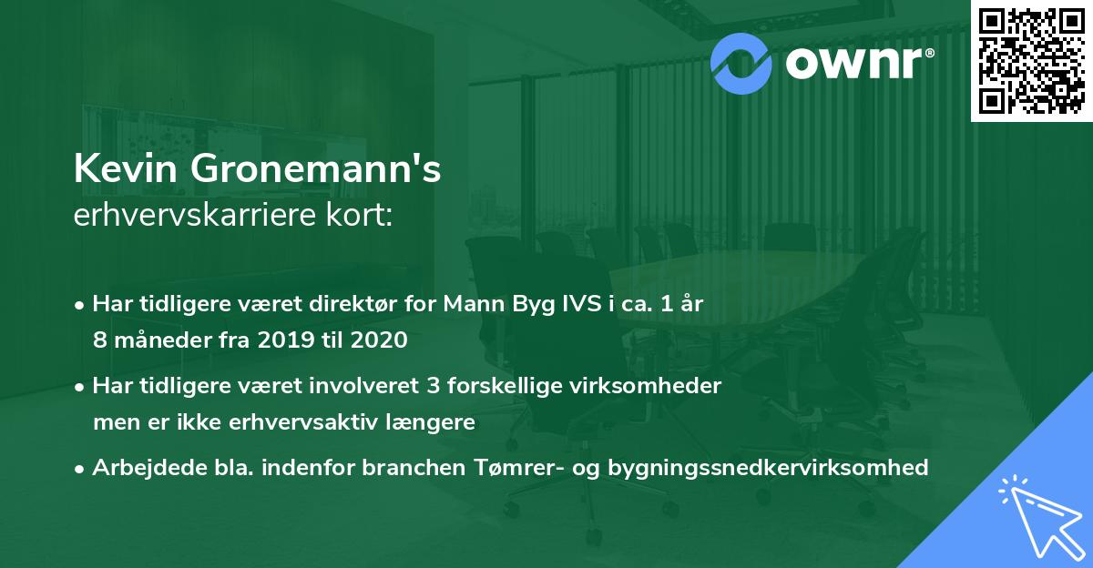 Kevin Gronemann's erhvervskarriere kort