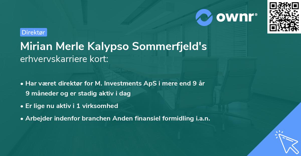 Mirian Merle Kalypso Sommerfjeld's erhvervskarriere kort