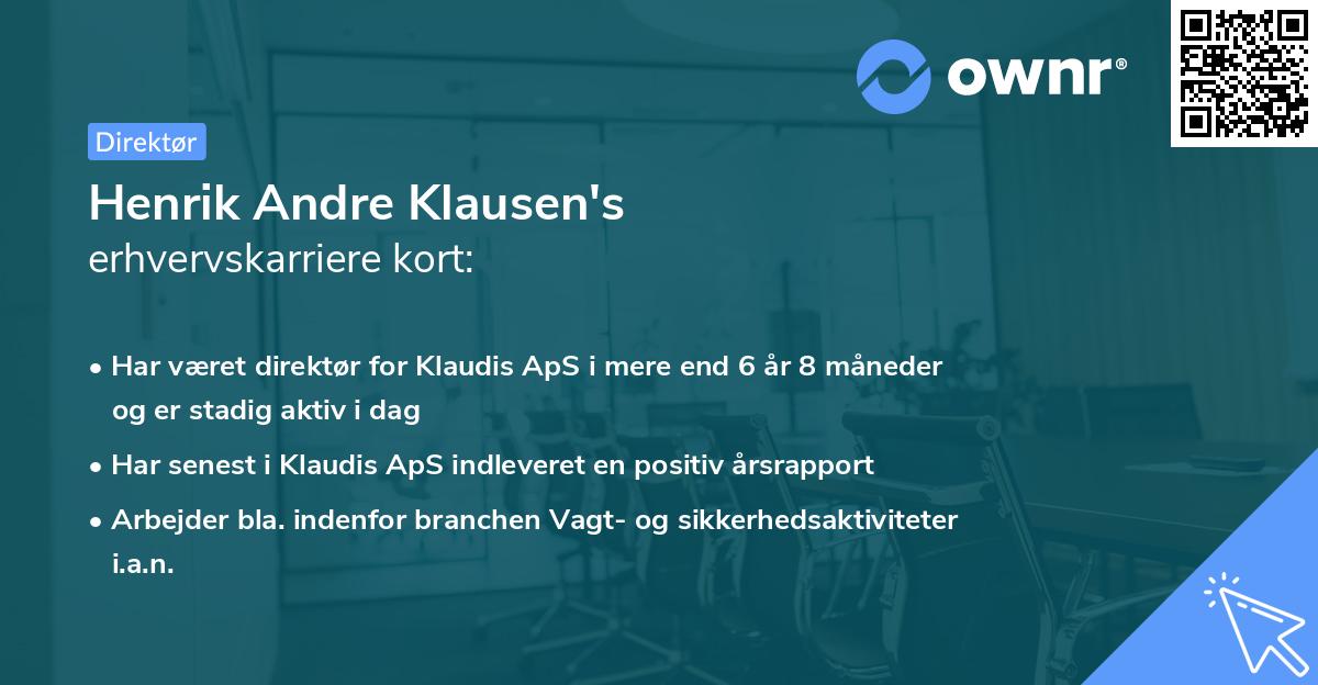 Henrik Andre Klausen's erhvervskarriere kort