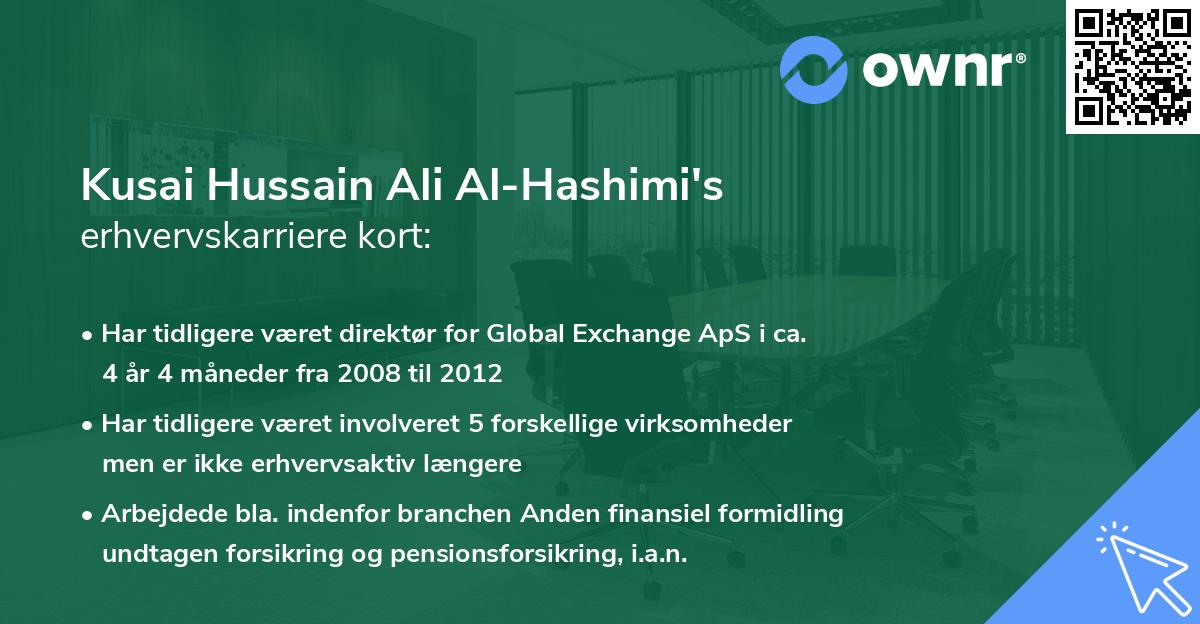 Kusai Hussain Ali Al-Hashimi's erhvervskarriere kort