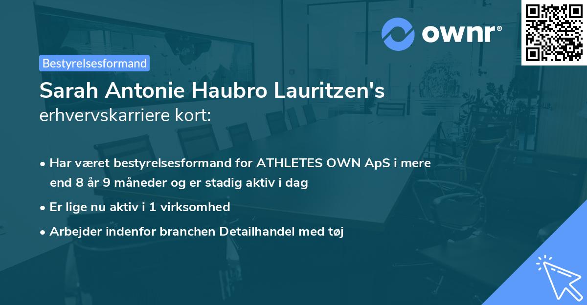 Sarah Antonie Haubro Lauritzen's erhvervskarriere kort