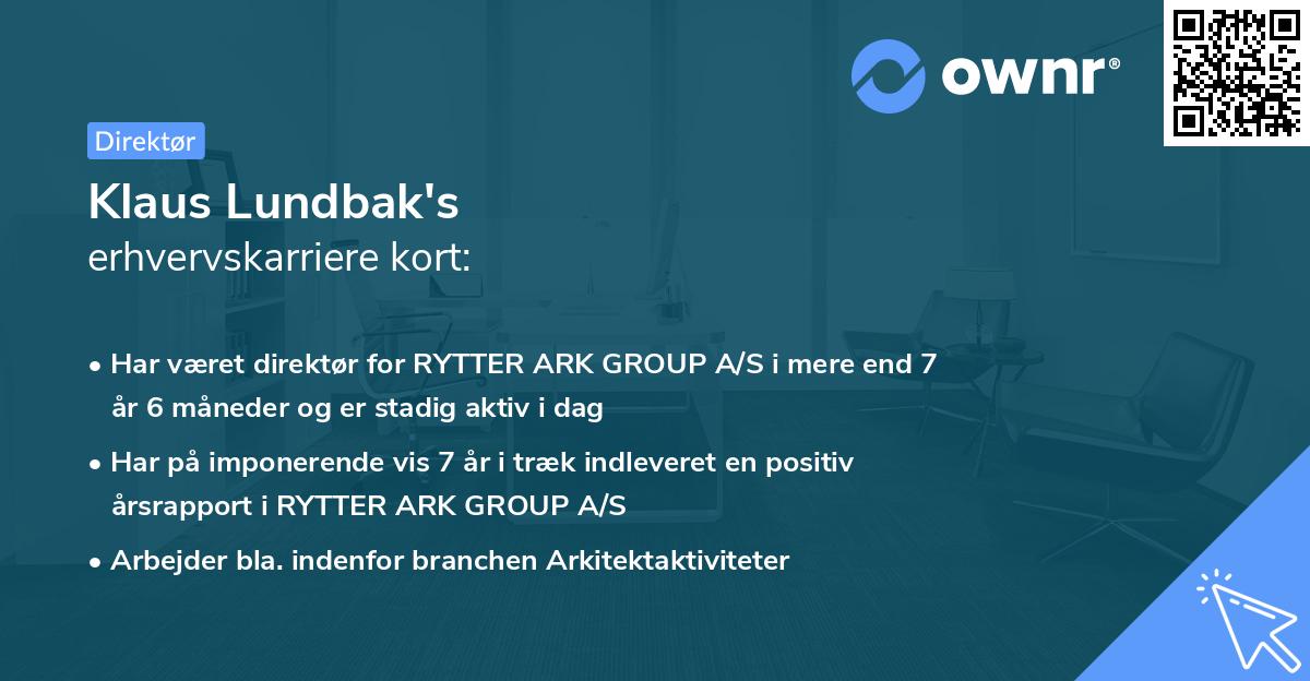 Klaus Lundbak's erhvervskarriere kort