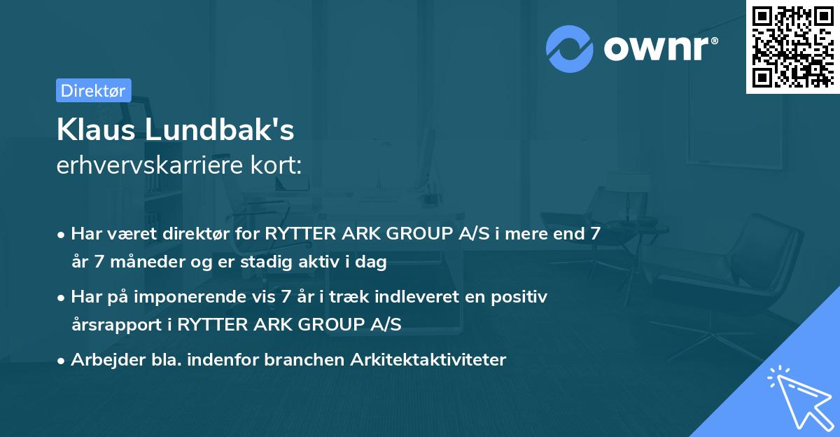 Klaus Lundbak's erhvervskarriere kort