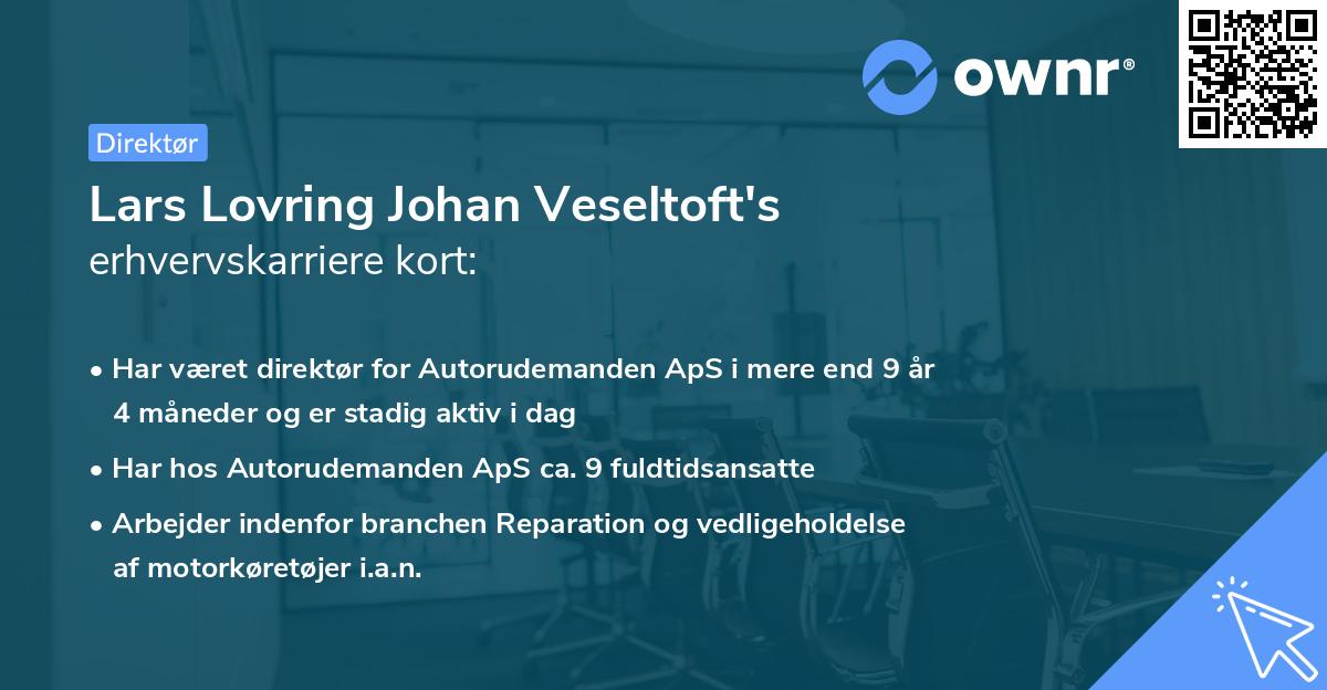 Lars Lovring Johan Veseltoft's erhvervskarriere kort