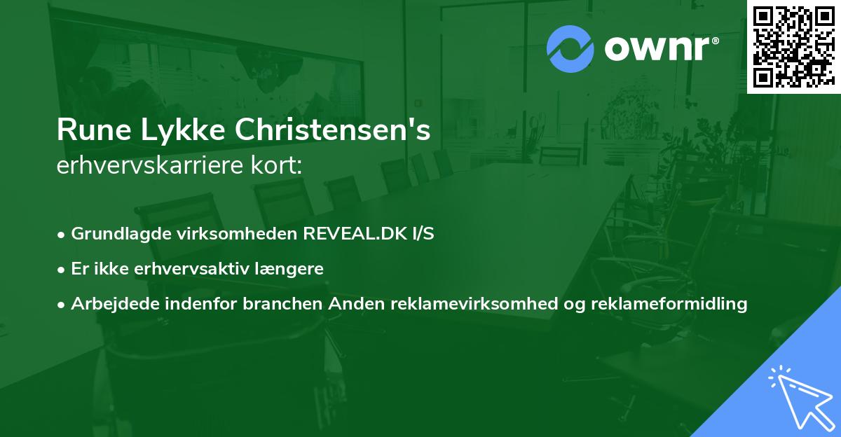 Rune Lykke Christensen's erhvervskarriere kort