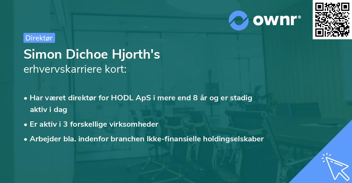 Simon Dichoe Hjorth's erhvervskarriere kort