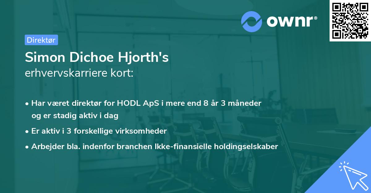 Simon Dichoe Hjorth's erhvervskarriere kort