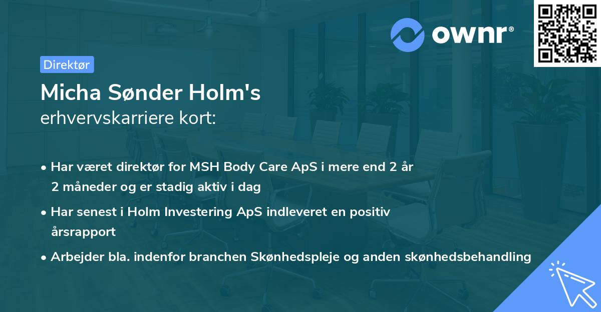 Micha Sønder Holm's erhvervskarriere kort