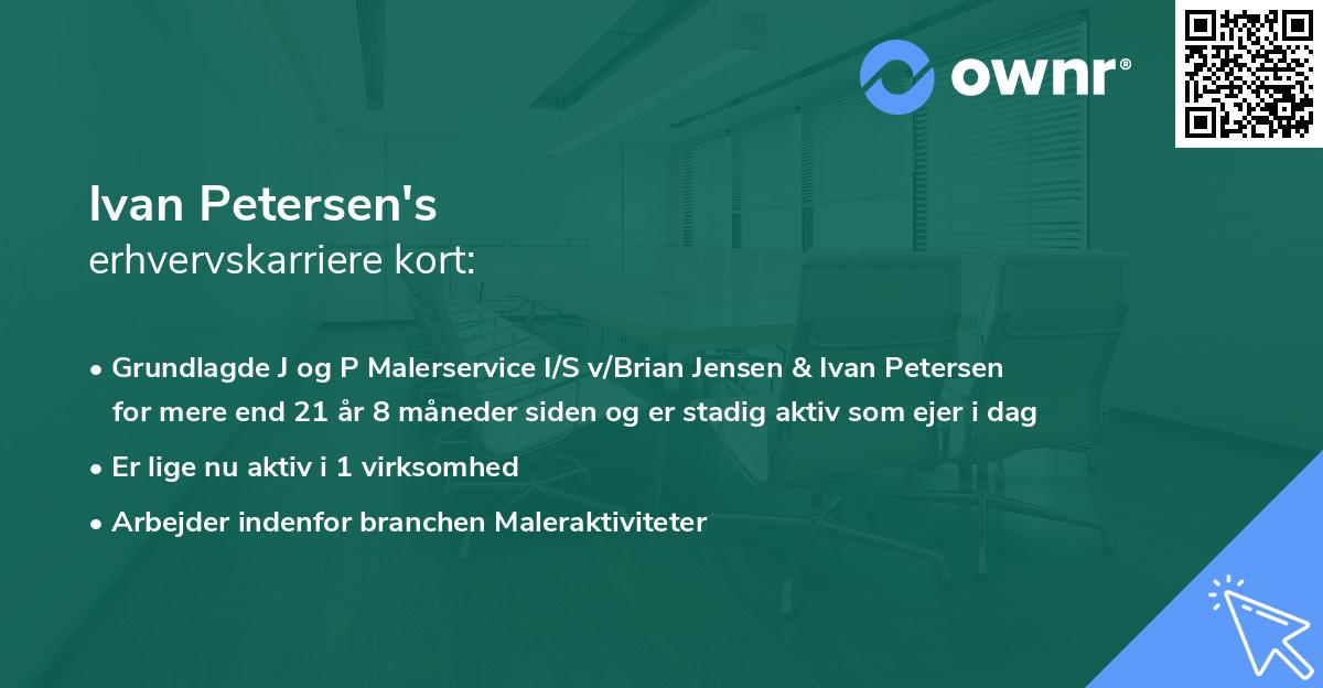Ivan Petersen's erhvervskarriere kort