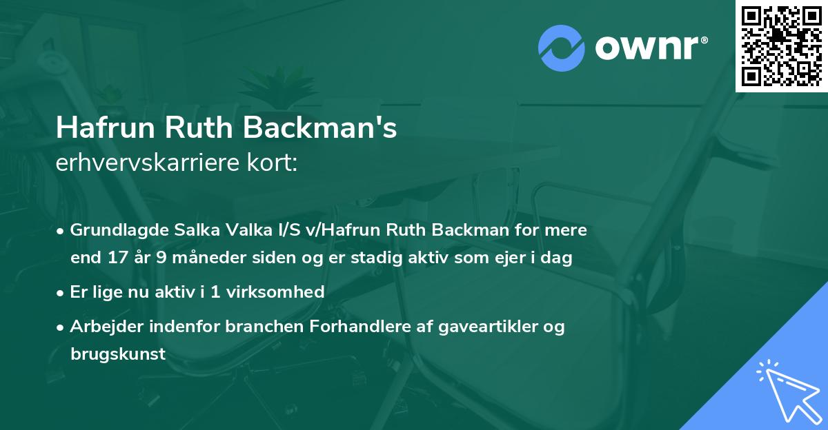 Hafrun Ruth Backman's erhvervskarriere kort