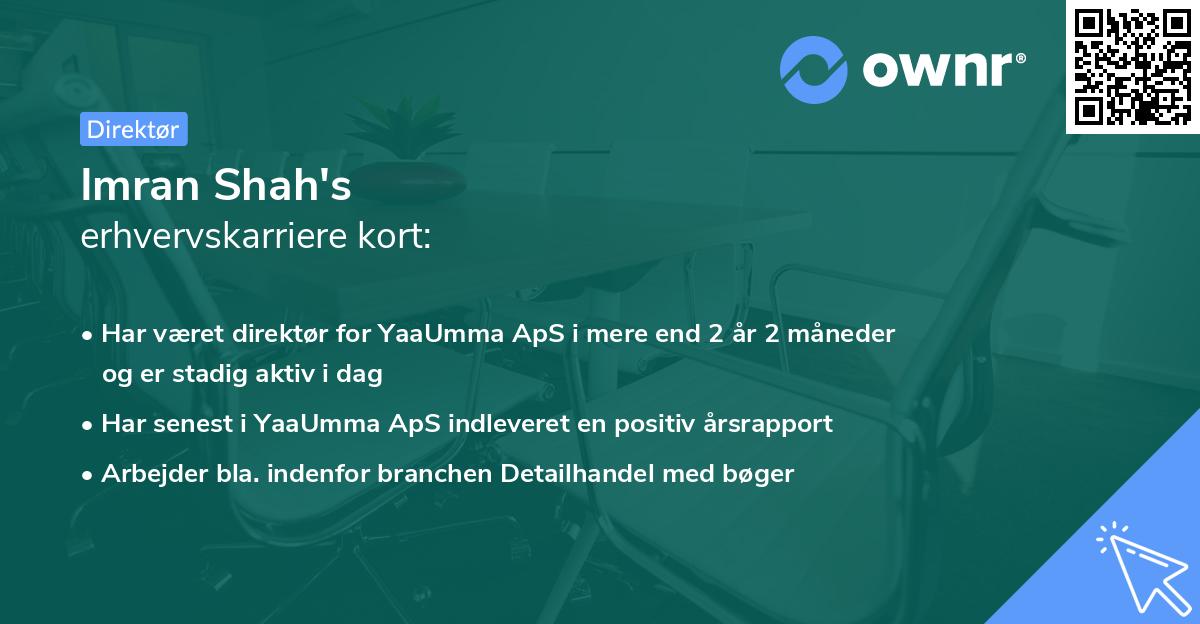 Imran Shah's erhvervskarriere kort