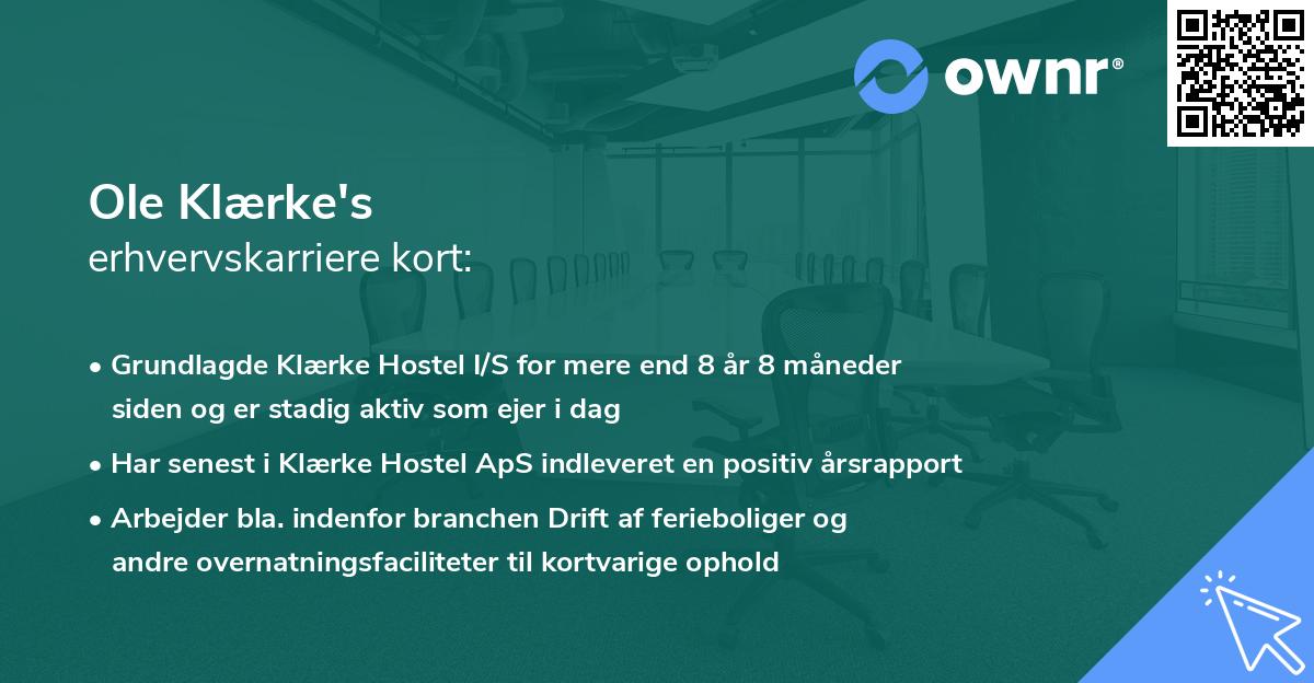Ole Klærke's erhvervskarriere kort