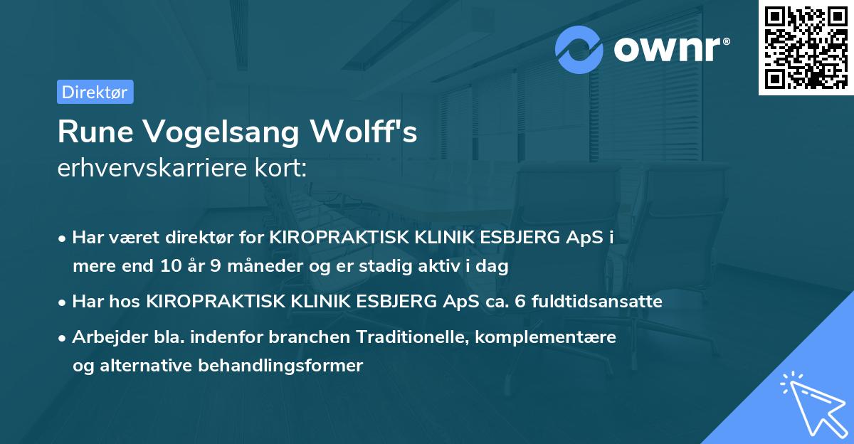 Rune Vogelsang Wolff's erhvervskarriere kort