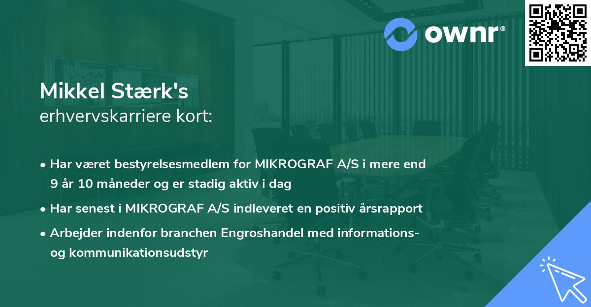 Mikkel Stærk's erhvervskarriere kort
