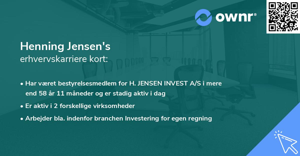 Henning Jensen's erhvervskarriere kort