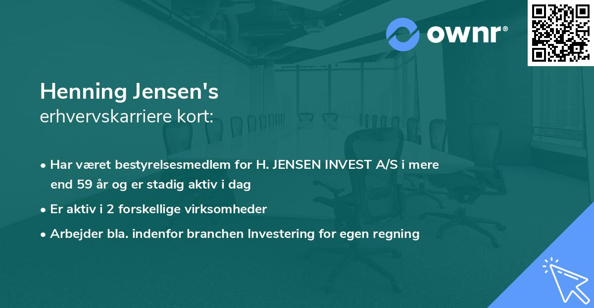 Henning Jensen's erhvervskarriere kort