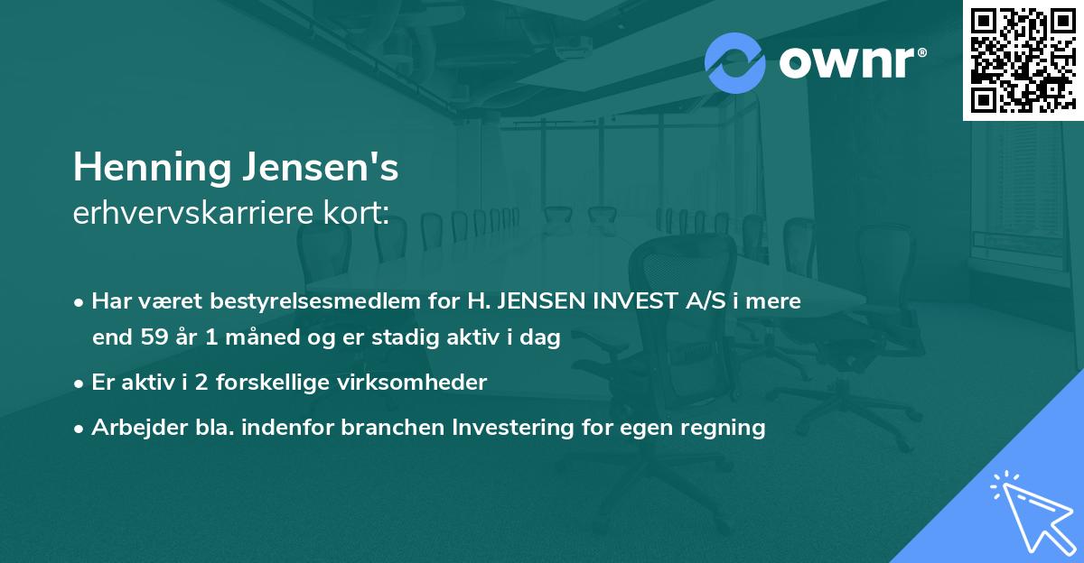 Henning Jensen's erhvervskarriere kort