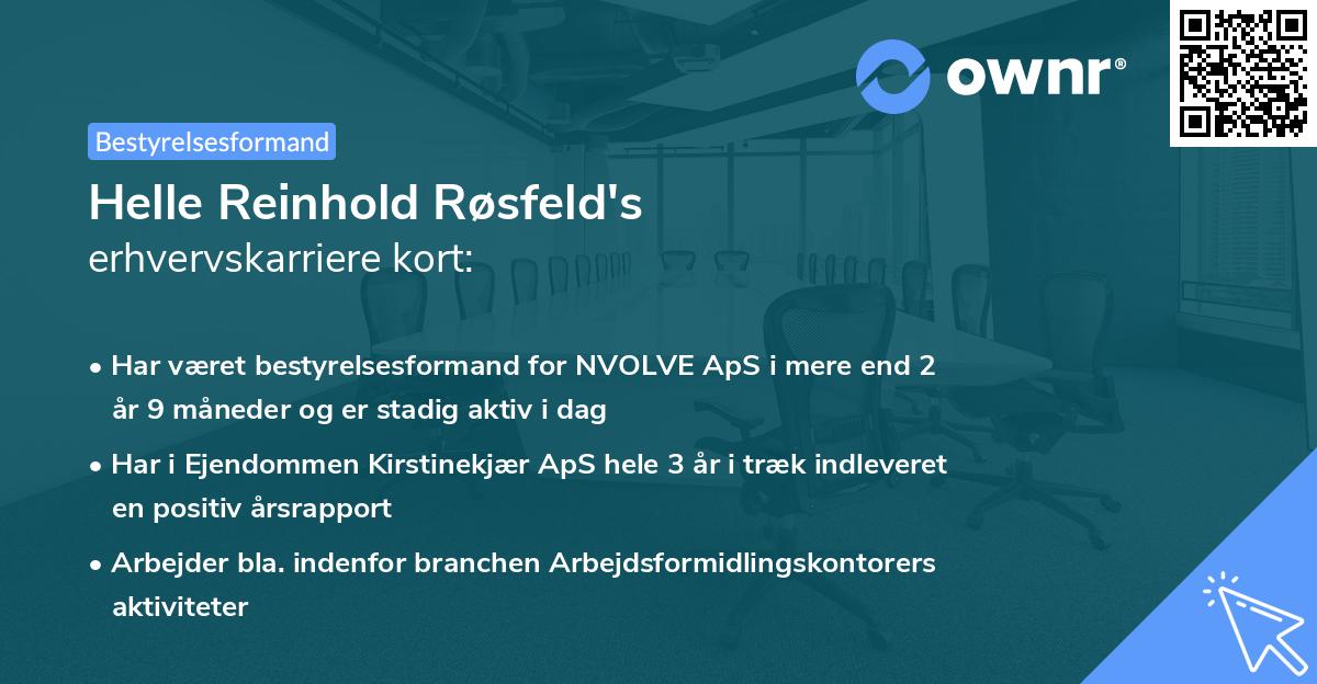 Helle Reinhold Røsfeld's erhvervskarriere kort