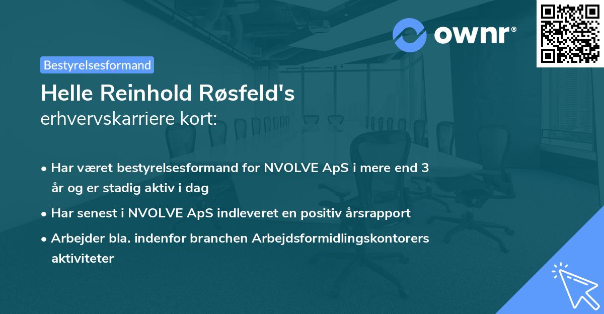 Helle Reinhold Røsfeld's erhvervskarriere kort
