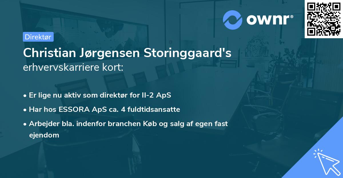 Christian Jørgensen Storinggaard's erhvervskarriere kort