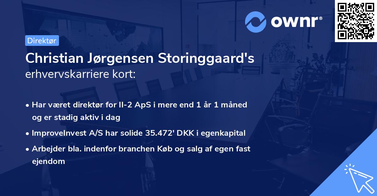 Christian Jørgensen Storinggaard's erhvervskarriere kort