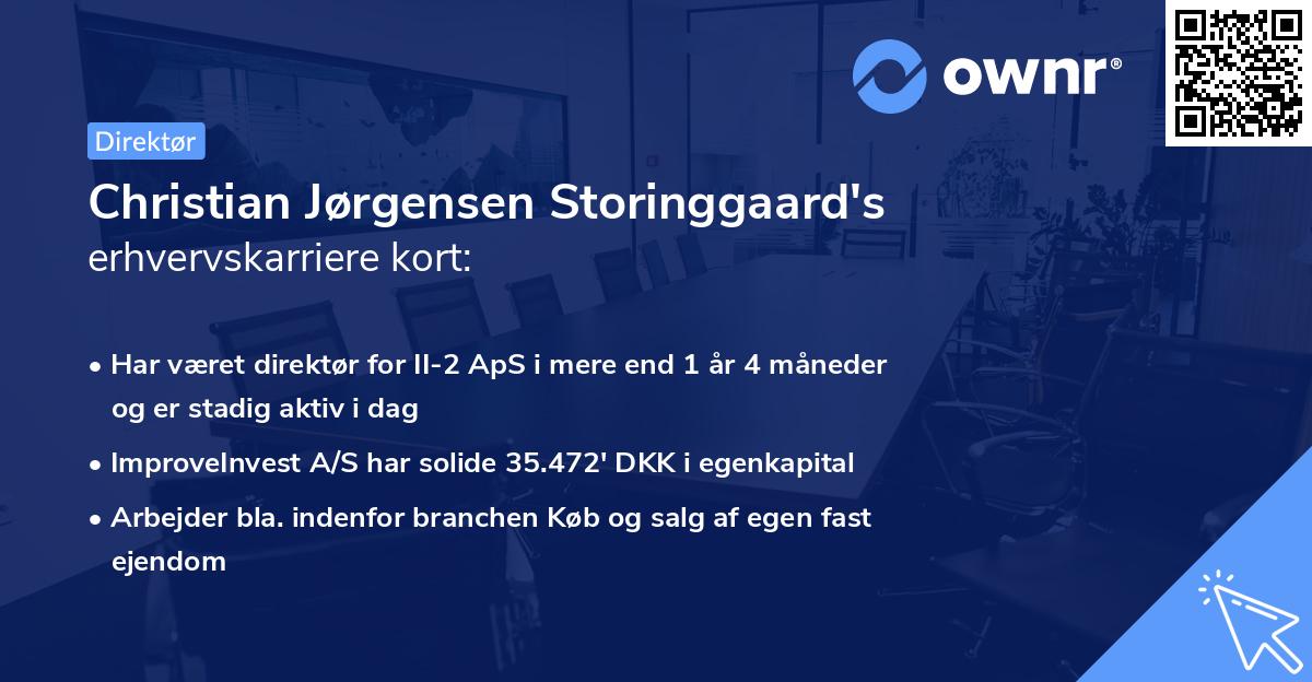 Christian Jørgensen Storinggaard's erhvervskarriere kort
