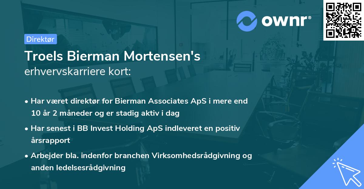 Troels Bierman Mortensen's erhvervskarriere kort
