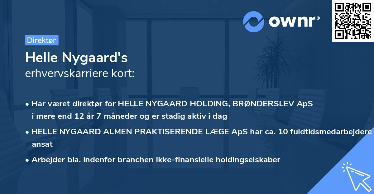 Helle Nygaard's erhvervskarriere kort