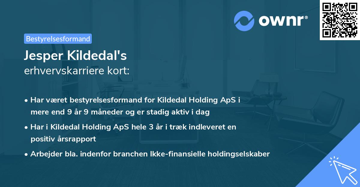 Jesper Kildedal's erhvervskarriere kort