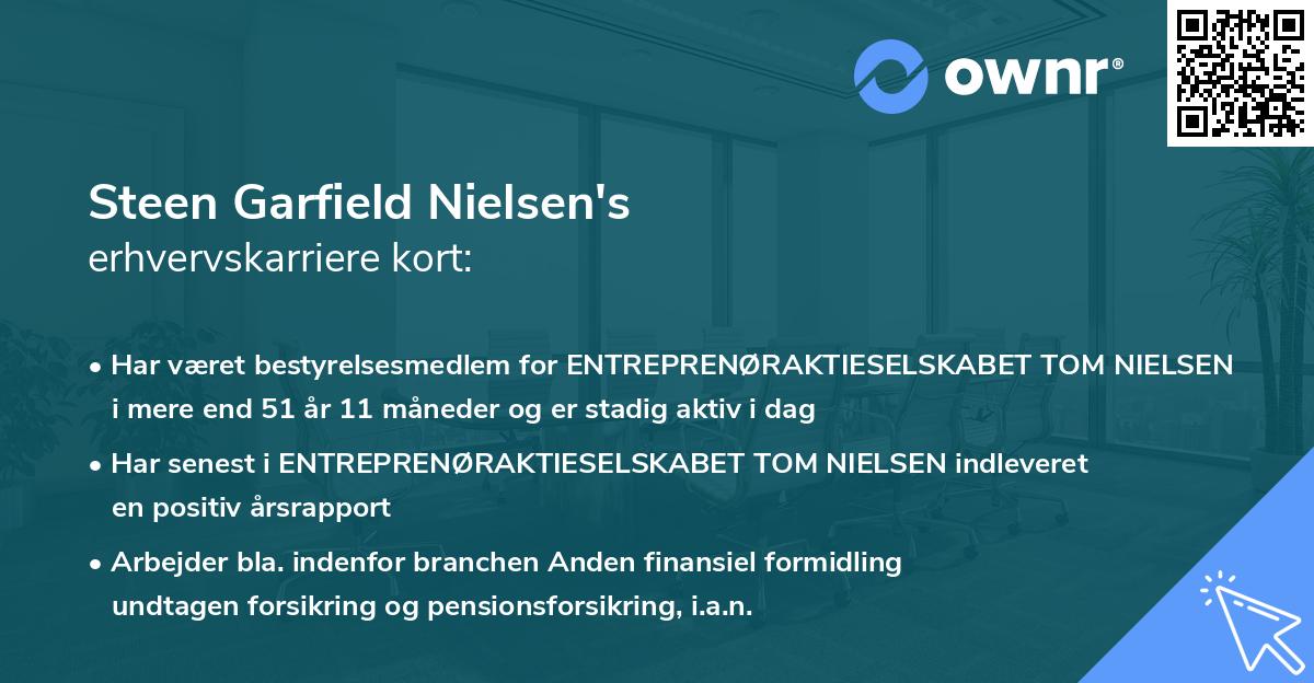 Steen Garfield Nielsen's erhvervskarriere kort