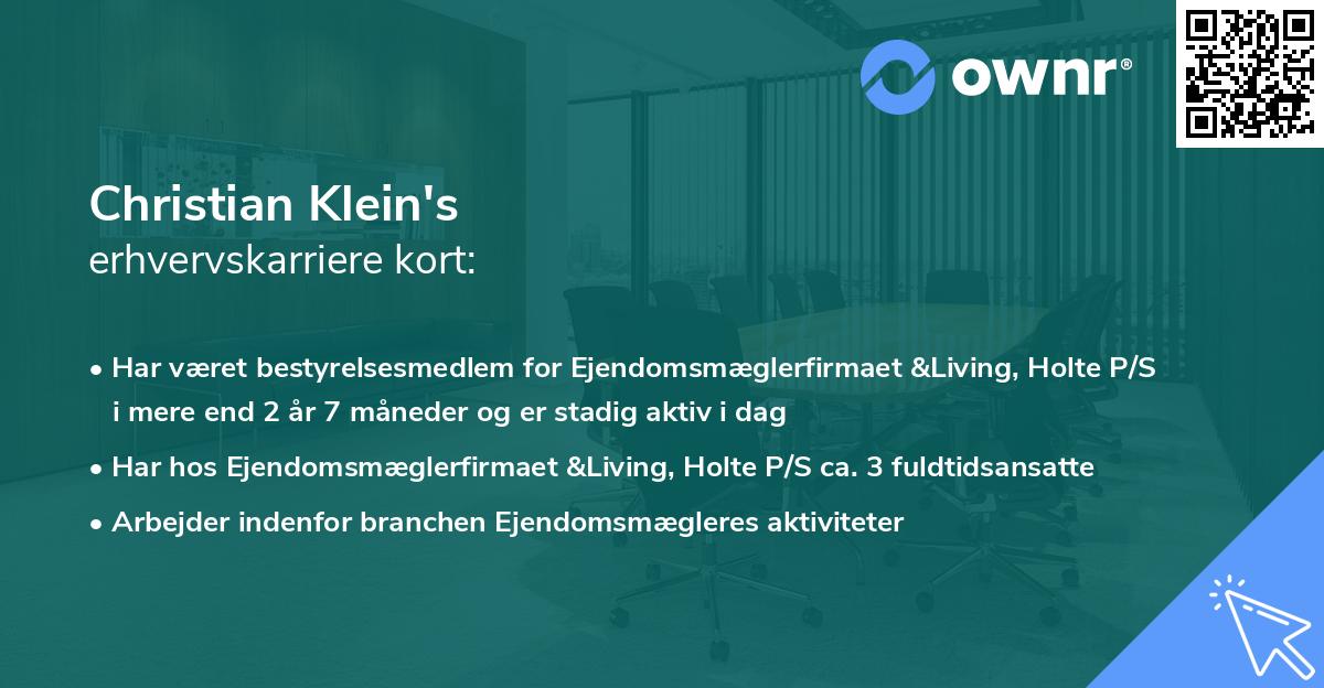 Christian Klein's erhvervskarriere kort