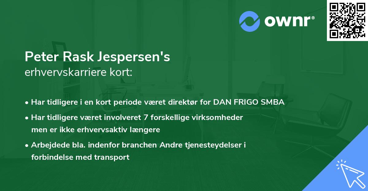 Peter Rask Jespersen's erhvervskarriere kort