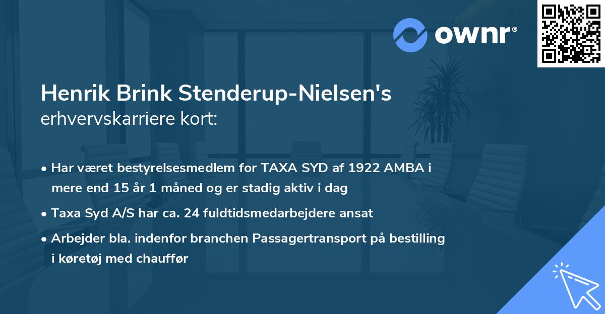 Henrik Brink Stenderup-Nielsen's erhvervskarriere kort