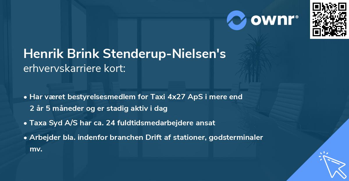 Henrik Brink Stenderup-Nielsen's erhvervskarriere kort
