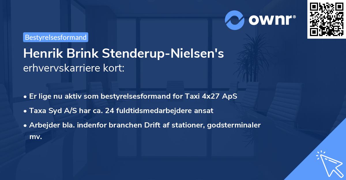 Henrik Brink Stenderup-Nielsen's erhvervskarriere kort